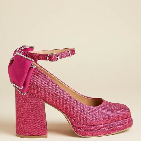 Torrid Betsey Johnson Pink Bow Back Heels Shoes 12WW - Picture 2 of 8